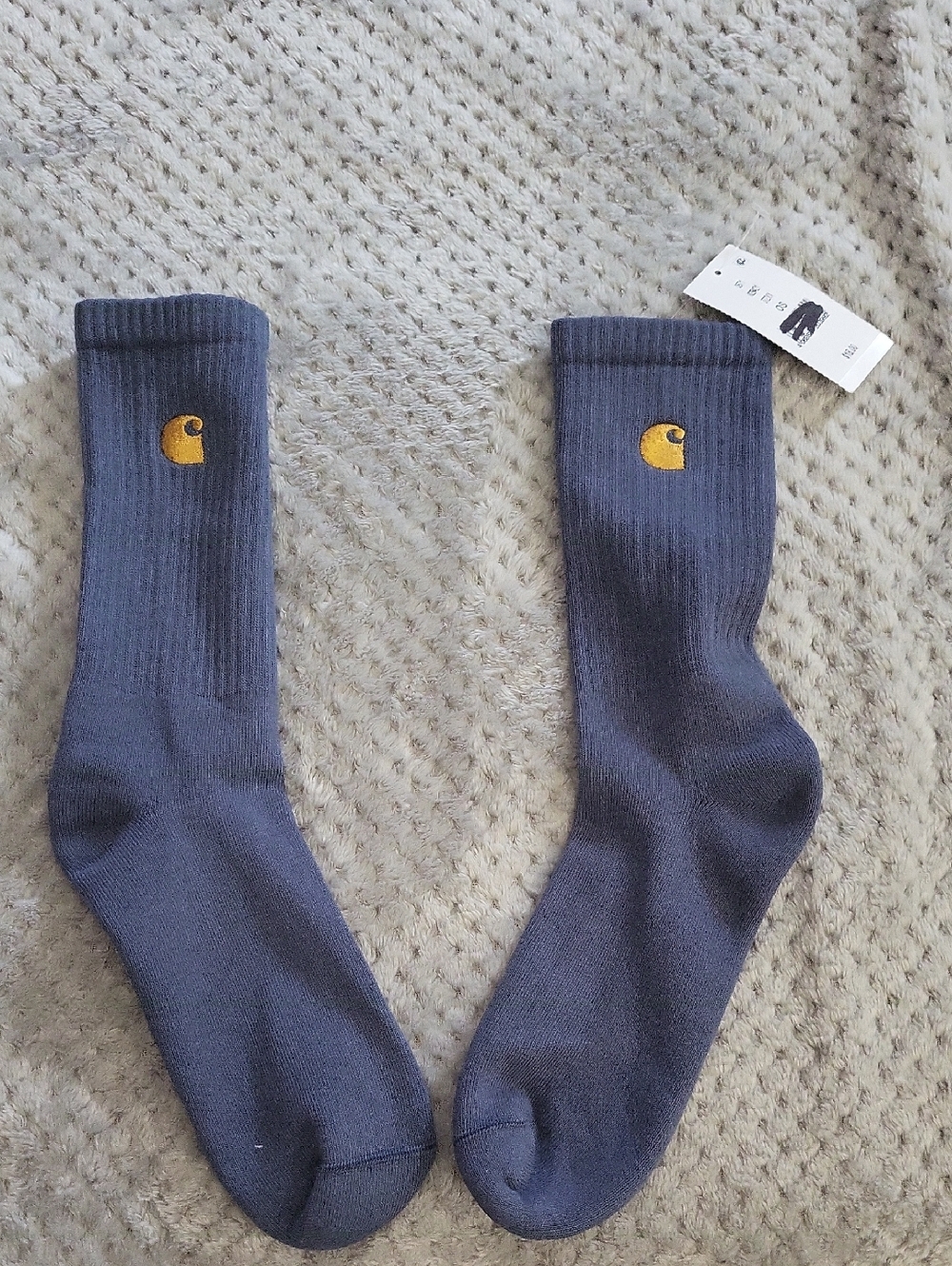 New‎ Carhartt Men's Blue Crew Socks with Gold Logo